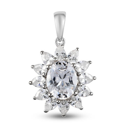 Weißer Zirkonia-Anhänger, platiniertes Messing ca. 7,21 ct image number 0