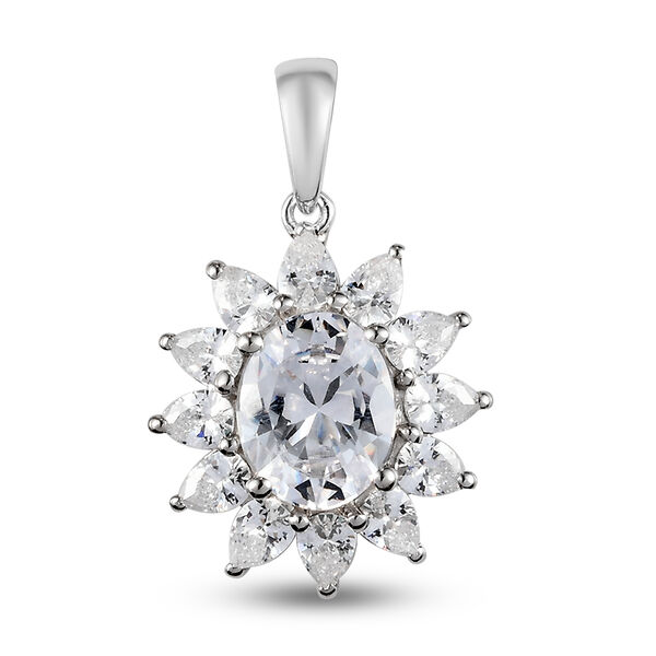 Wei&szlig;er Zirkonia-Anh&auml;nger, platiniertes Messing ca. 7,21 ct