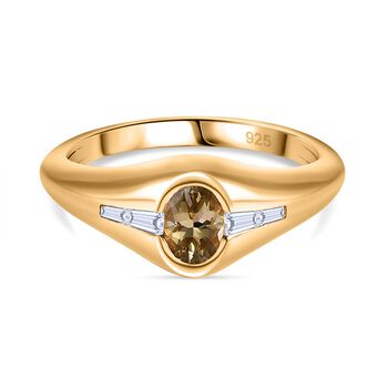 AA nat&uuml;rlicher goldener Tansanit und Zirkon-Ring - 0,74 ct.