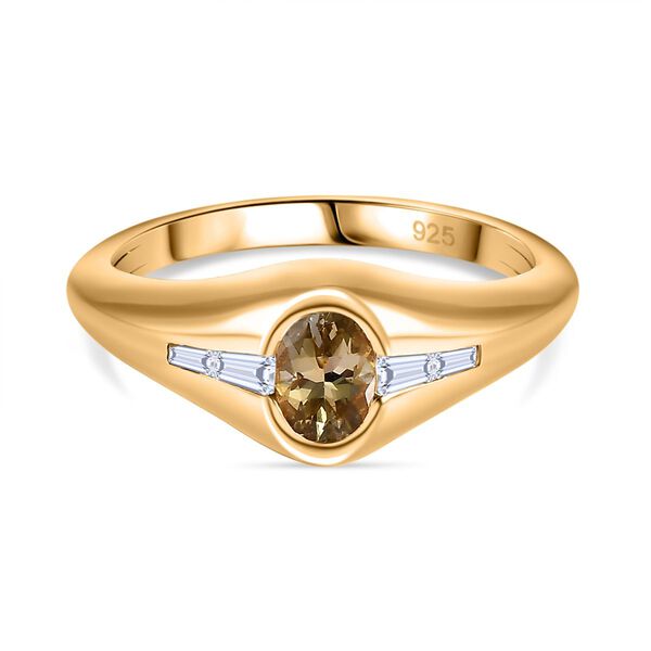 AA nat&uuml;rlicher goldener Tansanit und Zirkon-Ring - 0,74 ct.