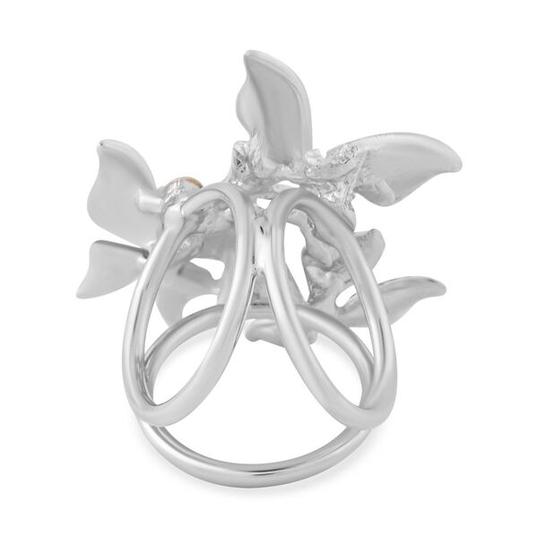 Wei&szlig;er Kristall und emaillierter Schmetterling-Schalring image number 4