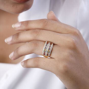 AAA mehrfarbiger Saphir und Zirkon-Ring - 2,43 ct.