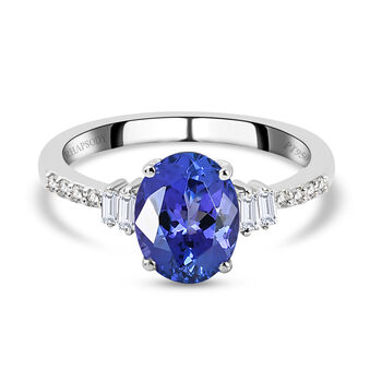RHAPSODY AAAA Tansanit und Diamant-Ring, VS E-F, 950 Platin (Gr&ouml;&szlig;e 17.00) ca. 2,21 ct