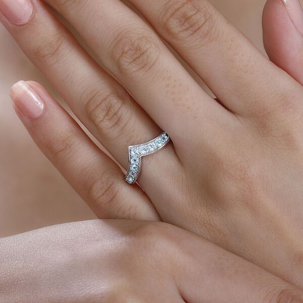 Paraiba-Apatit Ring 925 Silber platiniert (Gr&ouml;&szlig;e 17.00) ca. 0,44 ct image number 3