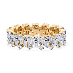 LUXURIANT DIAMOND - Lab Grown Diamant SI-GH SGL zertifiziert Ring, 925 Silber 750 Gelbgold Vermeil (Größe 21.00) ca. 1,00 ct
