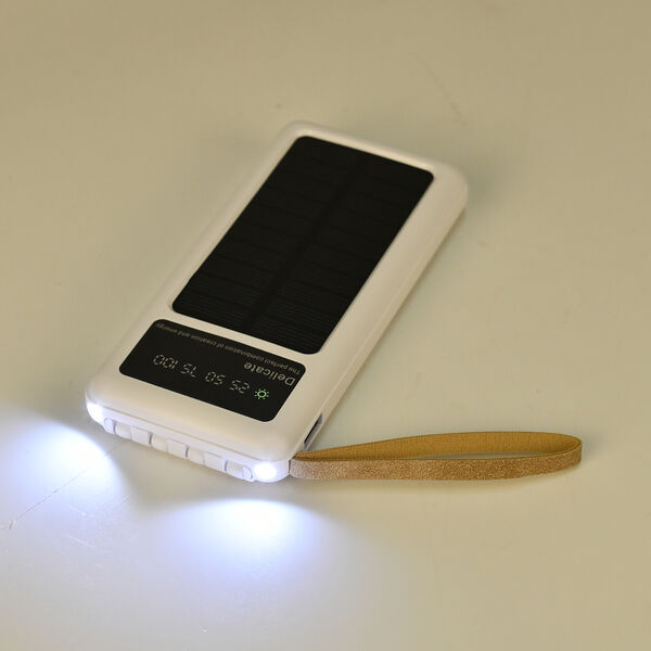 10.000mAh Solar Powerbank, multifunktional mit integrierten Kabeln und LED-Digitalanzeige, wei&szlig; image number 10