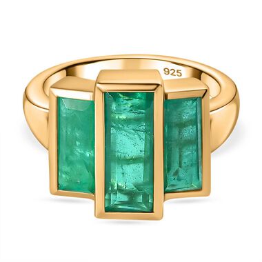 Smaragd Triplett Quarz Ring - 5,17 ct.
