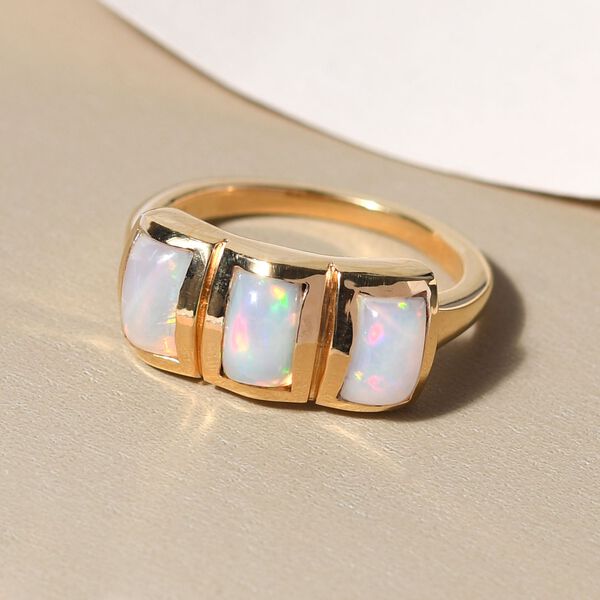Nat&uuml;rlicher, &auml;thiopischer Opal-Ring, 925 Silber vergoldet  ca. 1,11 ct image number 2