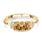 Natürlicher goldener Tansanit und weißer Diamant-Ring, 925 Silber Gelbgold Vermeil (Größe 20.00) ca. 1.03 ct
