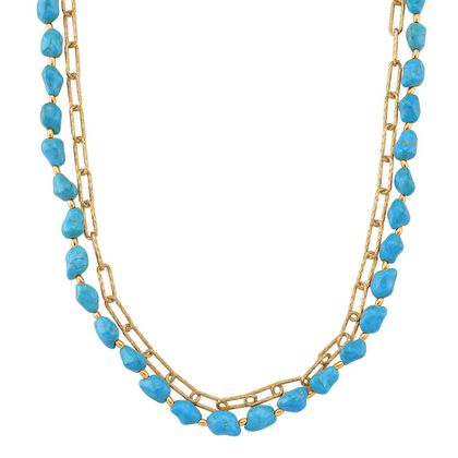 Blauer Howlit Halskette, ca. 45 cm + 5 cm Extender, vergoldet ca. 130.00 ct