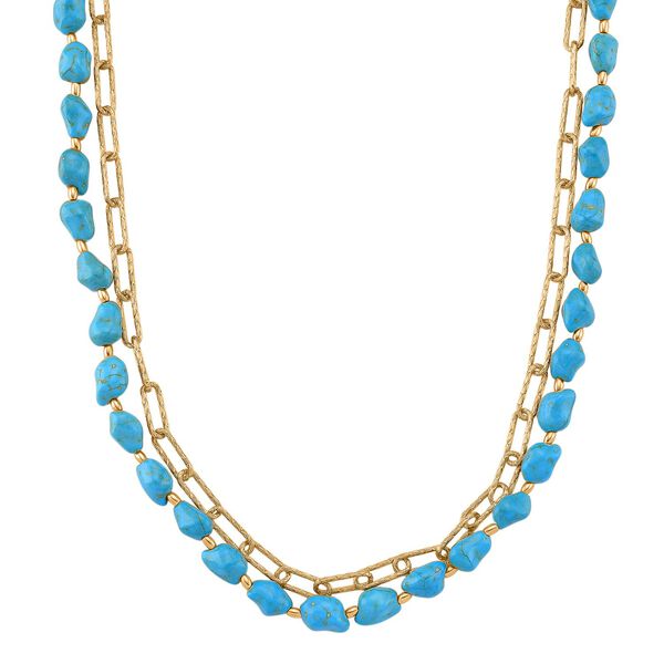 Blauer Howlit Halskette, ca. 45 cm + 5 cm Extender, vergoldet ca. 130.00 ct