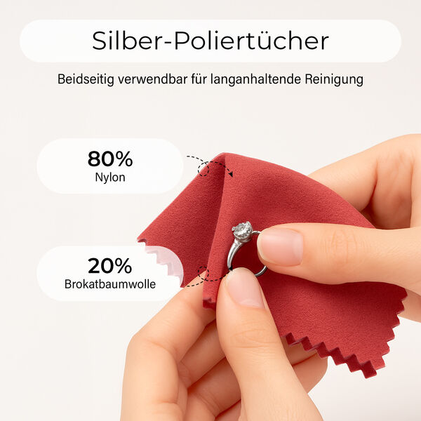 Samt Schmuckbox mit 5 Silberputztüchern, 20x15x5cm, Bordeaux image number 5