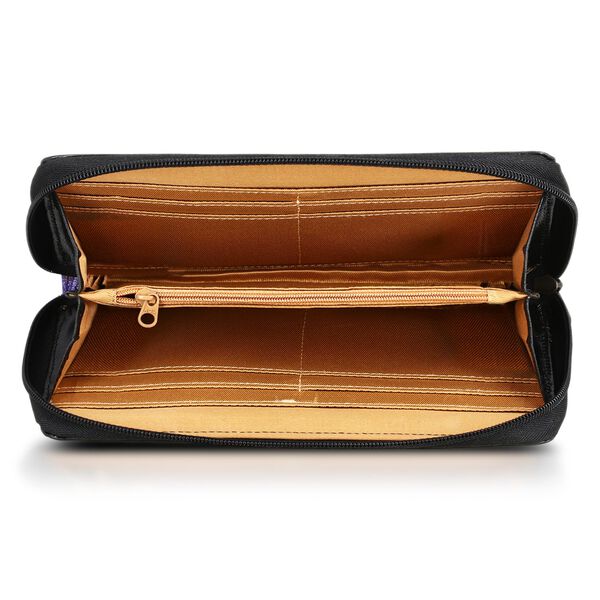 Handbemalte Leder Geldb&ouml;rse RFID, Schwarz, 22.8 x 2.5 x 12.7 cm image number 9