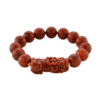 D'Joy Rote Jade Armband Flexibles (ca. 18-19 cm) 925 Silber Vergoldet (10-15 Werktage Lieferzeit) ca. 150.00 ct