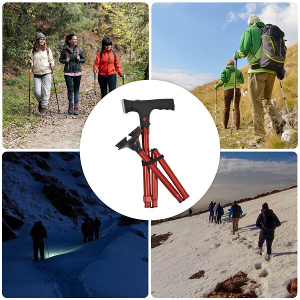 Klappbarer Smart-Walking-Stick mit drehbarem LED-Frontlicht in rot image number 4