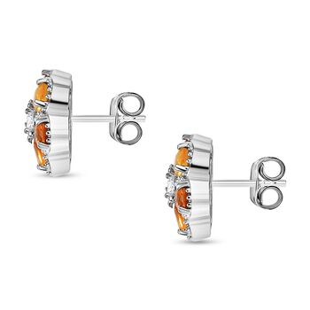 AA Mehrfarbig Saphir, Wei&szlig;er Zirkon Ohrringe Nickelfreies Messing ca. 2,59 ct.