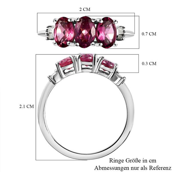 Lotus Granat und wei&szlig;er Diamant-Ring, 925 Silber platiniert  ca. 1,74 ct image number 7