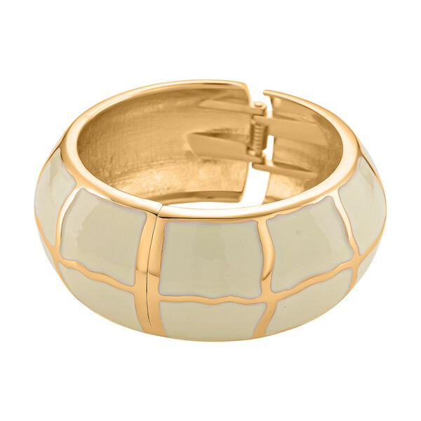 Emaille-Armreif mit Karomuster, ca. 18,5 cm, creme emailliert image number 0