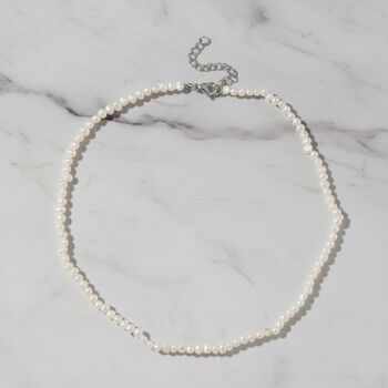 Wei&szlig;e S&uuml;&szlig;wasser Perle 45+5cm Halskette