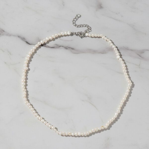 Weiße Süßwasser Perle 45+5cm Halskette image number 2