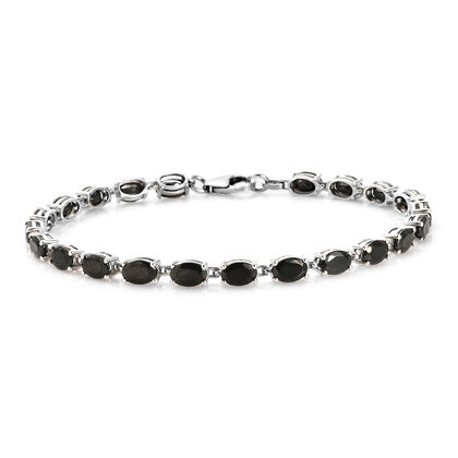 Silberner Shungit Armband 19 cm 925 Silber platiniert ca. 5,68 ct