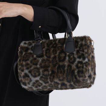 Crossbody Bag in Leopard-Optik, Braun-Schwarz, 26x17x13cm