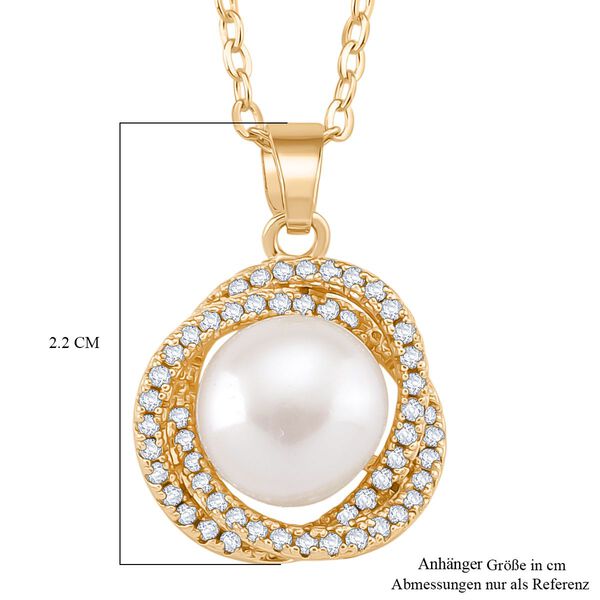 Wei&szlig;er Zirkonia und S&uuml;&szlig;wasserperle Ohrringe und Anh&auml;nger mit 50+5cm Kette image number 7