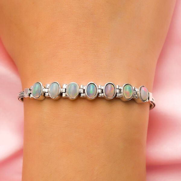 Nat&uuml;rliches, &auml;thiopisches Welo Opal Armband, ca. 19 cm, 925 Silber ca. 2.73 ct image number 3