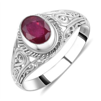 Royal Bali - Afrikanischer Rubin-Ring, (Fissure gef&uuml;llt), 925 Silber (Gr&ouml;&szlig;e 16.00) ca. 1,51 ct