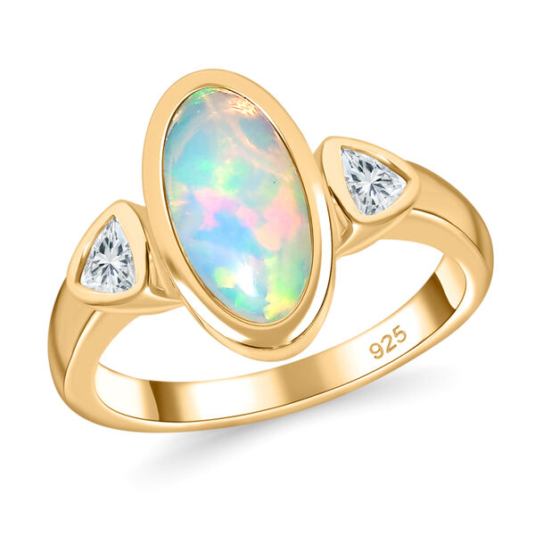 AA Natürlicher, äthiopischer Welo Opal und Moissanit Ring - 1,80 ct. image number 3