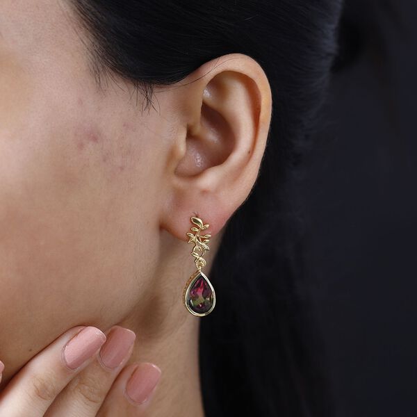 Wassermelonen Quarz Triplett Ohrringe - 6,65 ct. image number 3