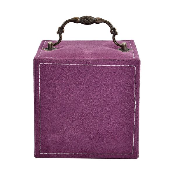 Schmuckk&auml;stchen aus Samt mit Spiegel, Schloss und Griff, 3 Ebenen, Lila image number 3