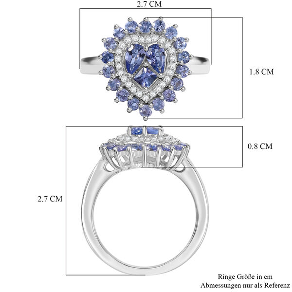 D'Joy Tansanit und Zirkon Ring und Anhänger mit 50cm Kette image number 15