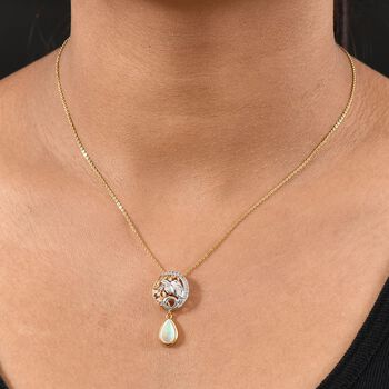 D'Joy AA Nat&uuml;rlicher, &auml;thiopischer Welo Opal, Mehrfarbig Saphir Schmuckset ca. 50 cm 925 Silber rhodiniert, 925 Silber Rhodiniert und 750 Gelbgold Vermeil ca. 1.55 ct