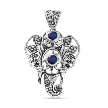 Handgearbeiteter Masoala Saphir-Anh&auml;nger, (Fissure gef&uuml;llt), 925 Silber Schwarz oxidiert ca. 1,57 ct