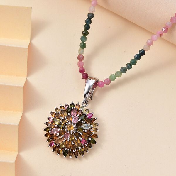 Multi-Turmalin Halskette, 50 cm - 35,46 ct. image number 2