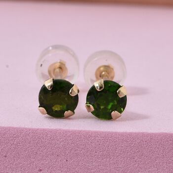 AAA nat&uuml;rliche Chromdiopsid Ohrringe in 375 Gold - 1 ct.