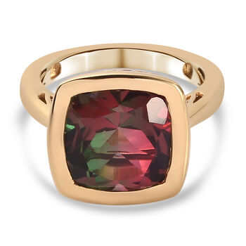 Wassermelonen-Quarz-Triplett Ring 925 Silber vergoldet (Gr&ouml;&szlig;e 16.00) ca. 5,04 ct