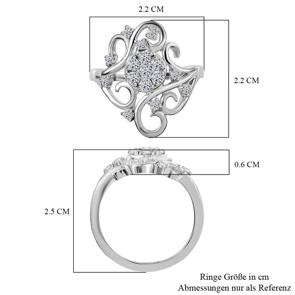 LUXURIANT DIAMOND - Lab Grown Diamant SI-GH SGL zertifiziert Ring 925 Silber rhodiniert (Größe 17.00) ca. 0.50 ct image number 6