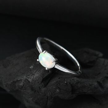 AA Nat&uuml;rlicher, &auml;thiopischer Welo Opal Ring 925 Silber (Gr&ouml;&szlig;e 18.00) ca. 0,53 ct