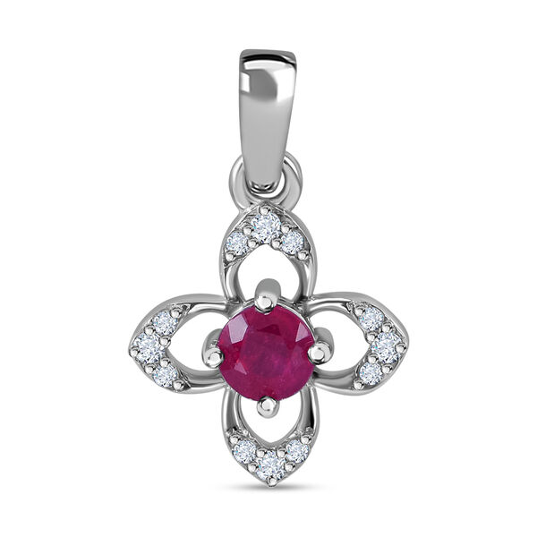 AA afrikanischer Rubin und Zirkon-Anh&auml;nger - 0,63 ct.