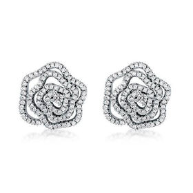 Weißer Zirkonia Ohrringe, Messing rhodiniert, ca. 1.00 ct
