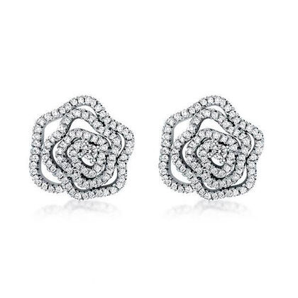 Wei&szlig;er Zirkonia Ohrringe, Messing rhodiniert, ca. 1.00 ct