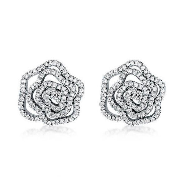 Wei&szlig;er Zirkonia Ohrringe, Messing rhodiniert, ca. 1.00 ct