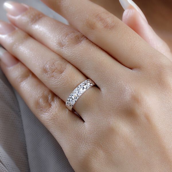 Bandring mit Diamantschliff-Muster in 925 Silber image number 3
