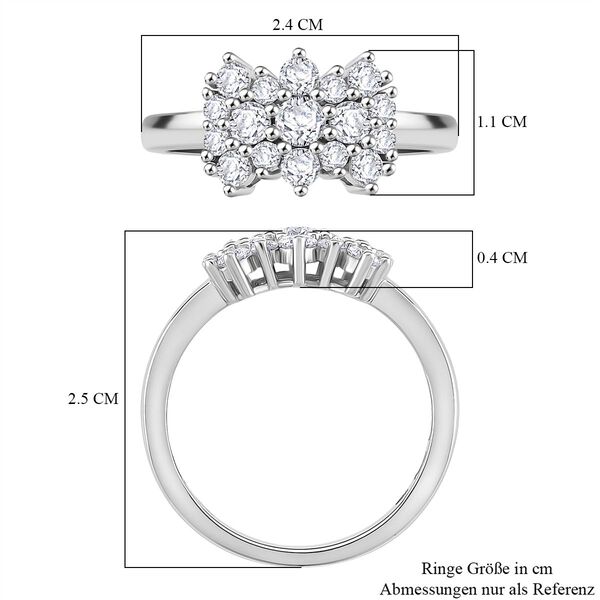 RADIANTA GRA zertifiziert Moissanit (D-VVS) Ring 925 Silber rhodiniert (Gr&ouml;&szlig;e 16.00) ca. 1.07 ct image number 7