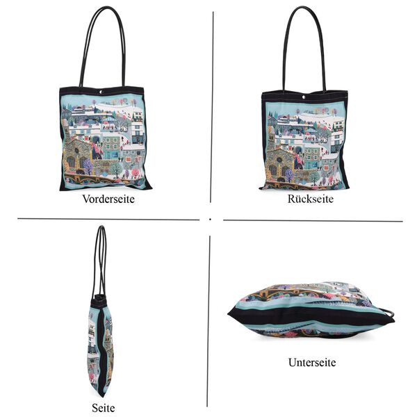 2er-Set Einkaufstaschen mit Stadt- und Blumen-Motiv, 34x40 cm, Schwarz image number 8