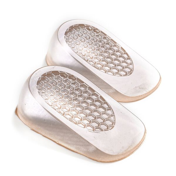 3er-Set Silikon-Ferseneinlagen, H&ouml;henerh&ouml;hung, Waben-Design, 11x6 cm, Transparent, 1/2/3 cm H&ouml;he image number 3