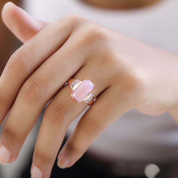 AA rosa Opal und Zirkon Ring - 3,64 ct. image number 3
