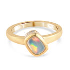 Natürlicher Äthiopischer Opal und Zirkon Ring 925 Silber vergoldet image number 0